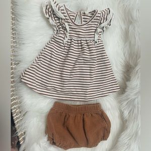 QUINCY MAE Short Sleeve Flutter Dress + Bloomers